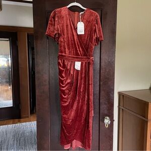 Ivy City Co Lillie Dress Brick Velvet Large NWT